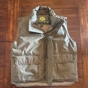 Vintage Cabela's Vest Men's L Premier Northern Goose Down 550 Puffer Gray Beige
